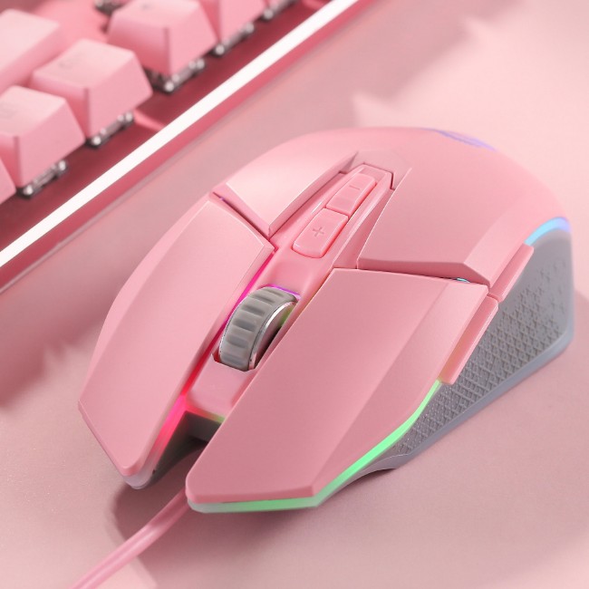 CM655 游戏鼠标粉色左右按键无死角触发适用各种手型  不拘一格的RGB背光系统 3000W次微动开关