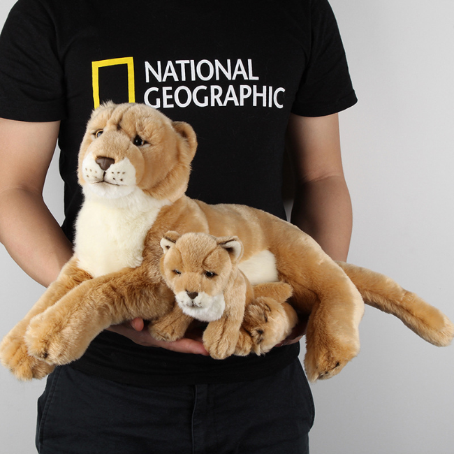 国家地理仿真野生动物玩偶猫科系列毛绒玩具狮子母子玩偶