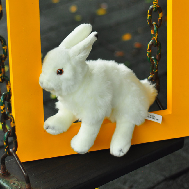 国家地理儿童节日礼物玩具仿真动物毛绒公仔北极兔玩偶