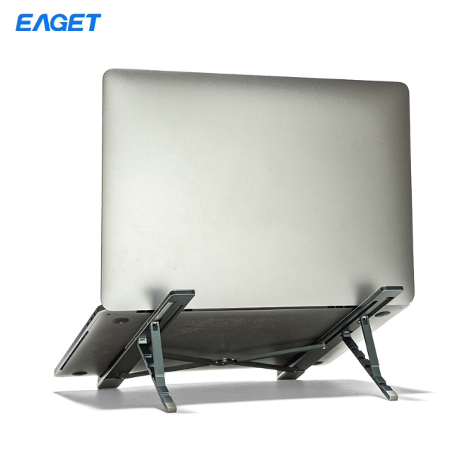 ��捷（EAGET）�P�本��X支架底座折�B升降式手提平板便�y增高可收�{支架