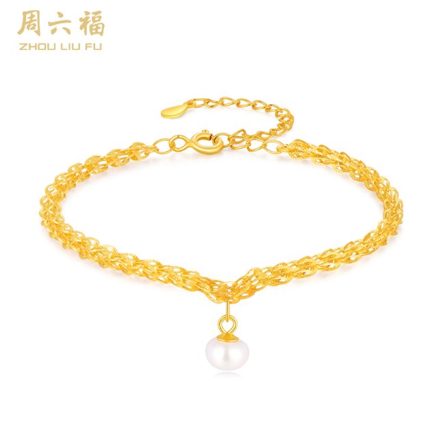 周六福（ZLF）凤尾珍珠手链 S925银珍珠手链生日礼物送女友老婆