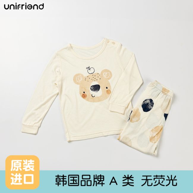 unifriend23年春季新款卡通套装长袖家居服儿童睡衣可爱熊