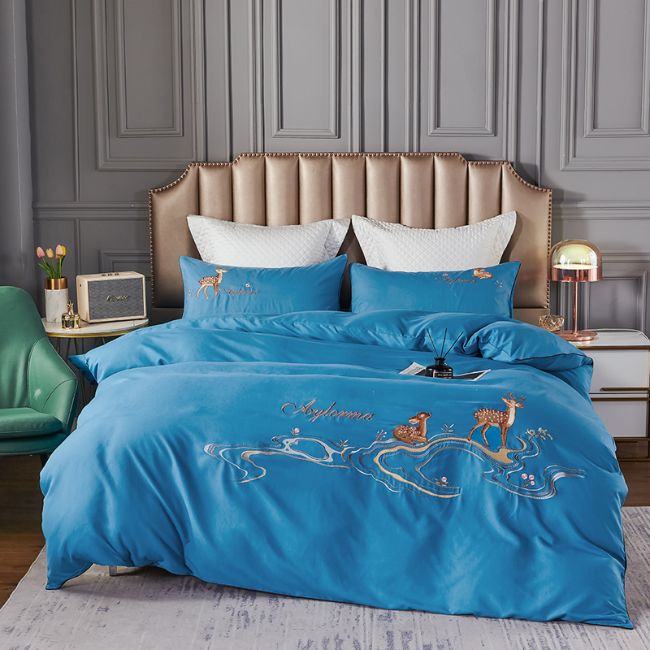 皮尔卡丹家居家纺 床上用品苏绣暮代尔四件套1.5米1.8米床适用刺绣工艺P99016