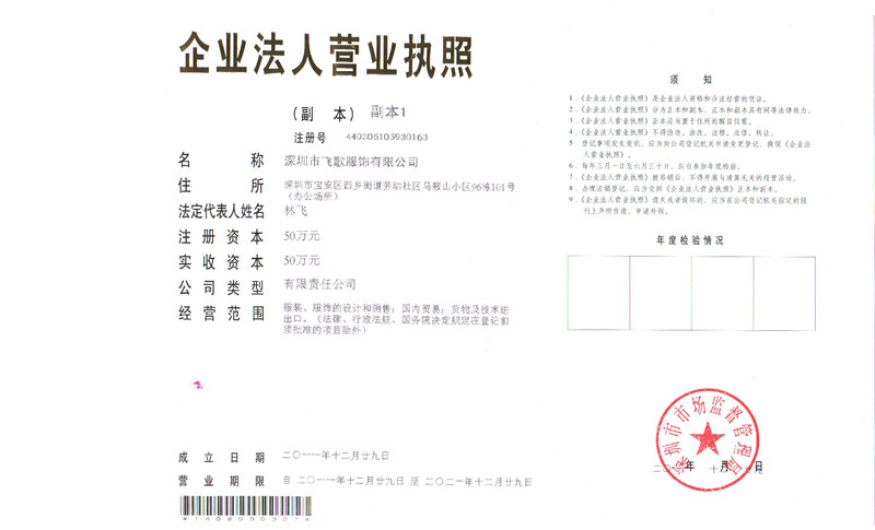 深圳市飞歌服饰有限公司