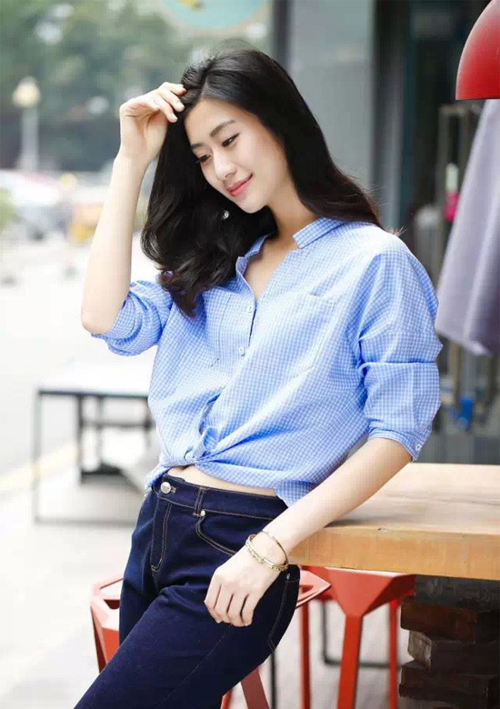 普普风女装2015春季新品推荐 格纹衬衫搭配出