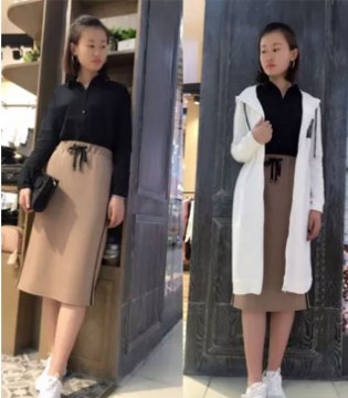 露肩上衣,白色衬衫,短裙九分裤,长裙