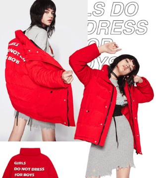 乐町女装,slogan系列,羽绒服,短T