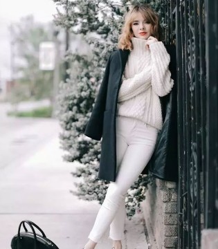 艾米女装,秋冬绝配,高领毛衣,大衣搭配