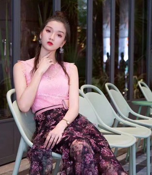 欧点,女装,夏日新品,蕾丝印花连衣裙