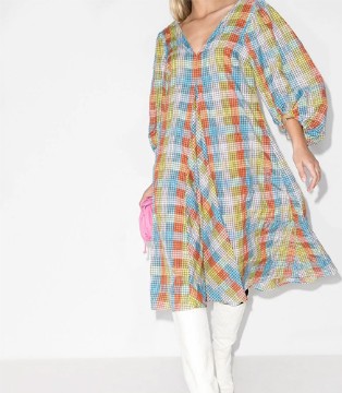 Ganni,女装,国际服饰,格纹连衣裙