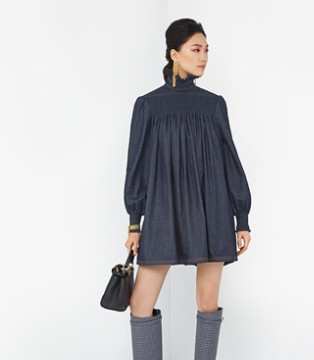 Fendi,早秋蓝色连衣裙,奢侈品