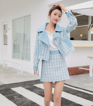 YANG,女装,格纹气质套装