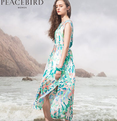 太平鸟女装2014新款连衣裙夏 印花修身碎花韩