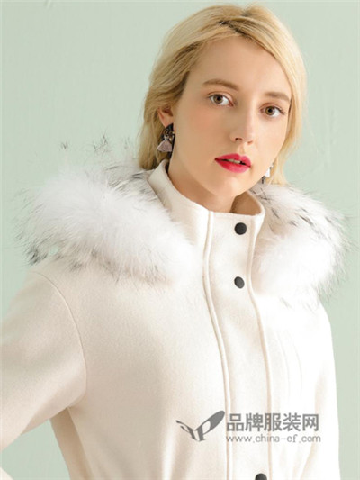 ABUN冬季时尚白色长款欧美大衣