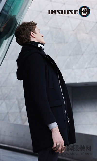 印自男装2016冬季新品黑色夹克