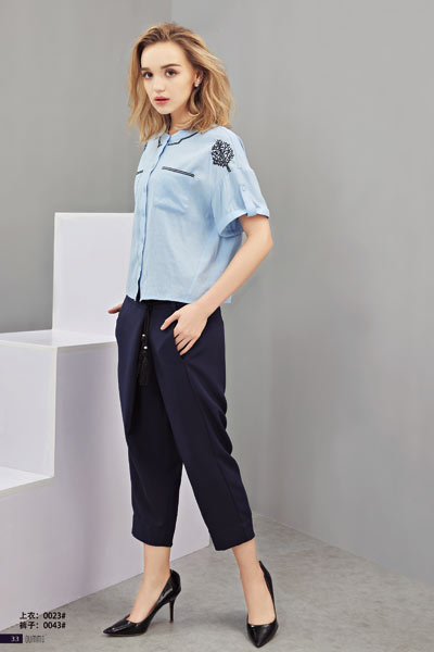 欧米媞女装2017春夏短袖衬衫551973,欧米媞女