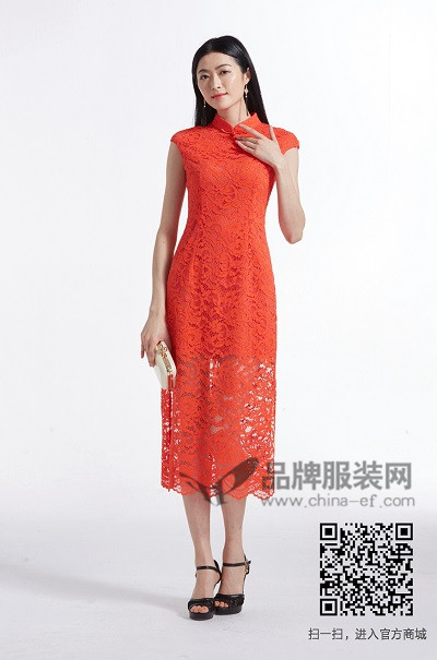 金帛锦女装2017夏季中国风蕾丝连衣裙