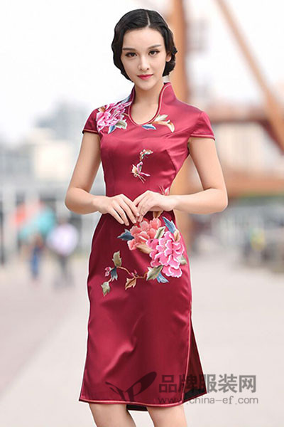 巴蒂米澜女装2017新品中国风印花旗袍