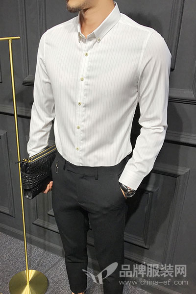 GK男装2017夏季商务条纹衬衫