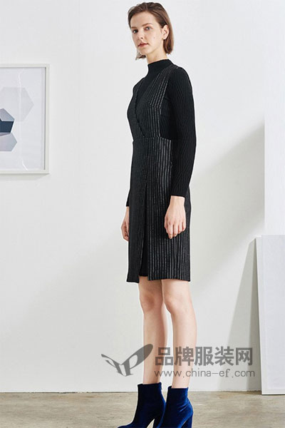 艾诺丝·雅诗女装2017秋冬时尚宽松中领毛衣-品牌服装