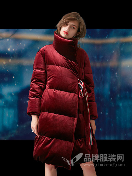 卡布依女装2017冬季加厚外套潮修身棉袄时尚金丝绒棉服