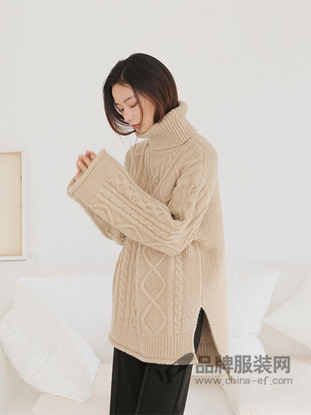 永创女装2017秋冬韩版女式毛衣高领纯色长袖毛针织衫