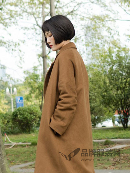 然可时女装2017秋冬学院风加厚双排扣韩版2017新款双面毛呢外套