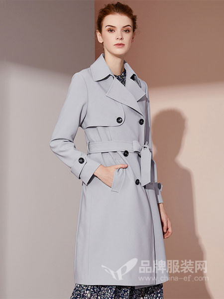 德菲蒂奥女装2017秋冬气质韩版中长款风衣外套修身