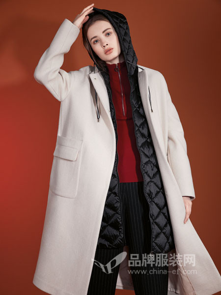 拉度拉女装2017冬季阿尔巴卡双面羊驼绒米白大衣长毛呢外套
