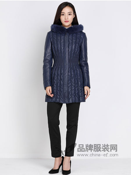 玳莎女装2017冬季韩版修身显瘦狐狸毛帽绵羊皮中长款皮衣