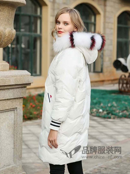 伽戈女装2017秋冬中长款韩版羽绒服斗篷型时尚羽绒外套