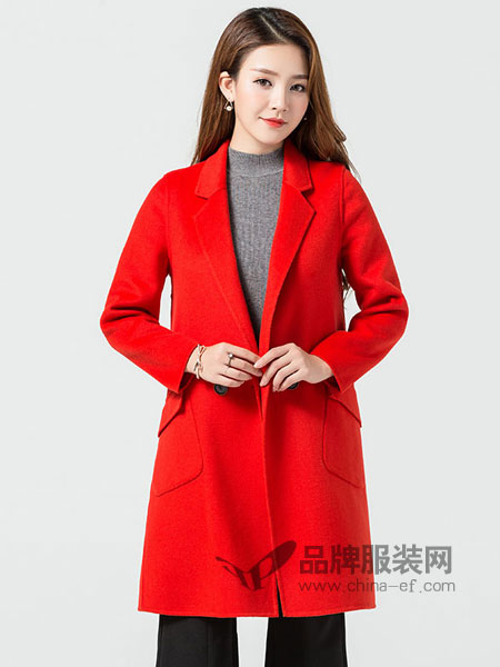 玛妮奴女装2017冬季韩版潮单排扣时尚修身显瘦双面羊毛呢子大衣