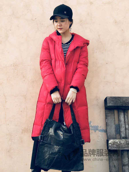 底色女装2017冬季复古文艺加大加厚保暖中国红羽绒棉服外套