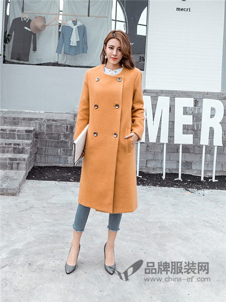 星芭黎女装2017秋冬韩版时尚修身气质中长款羊毛呢子大衣外套