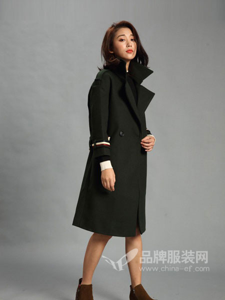 新佳娜女装2017秋冬韩版中长款系带修身显瘦羊绒大衣呢子外套