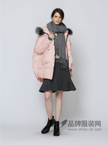 拍普儿女装2017秋冬韩版中长款大毛领面包服加厚羽绒棉衣