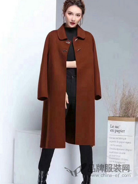 芮色女装2017冬季时尚双面羊毛呢大衣外套