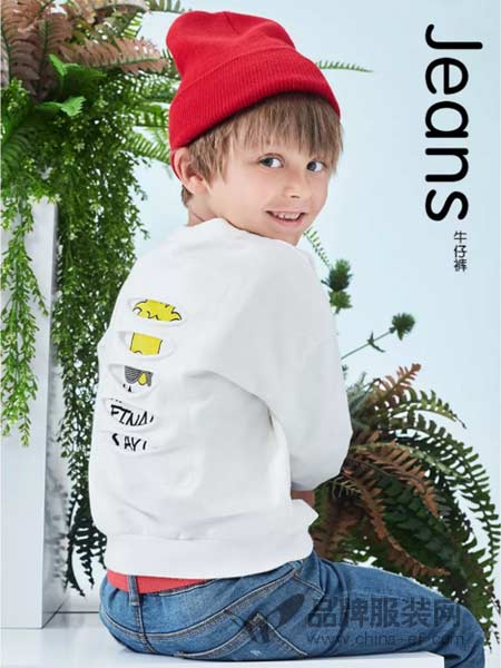 以纯童装童装2018春夏纯棉休闲圆领长袖上衣