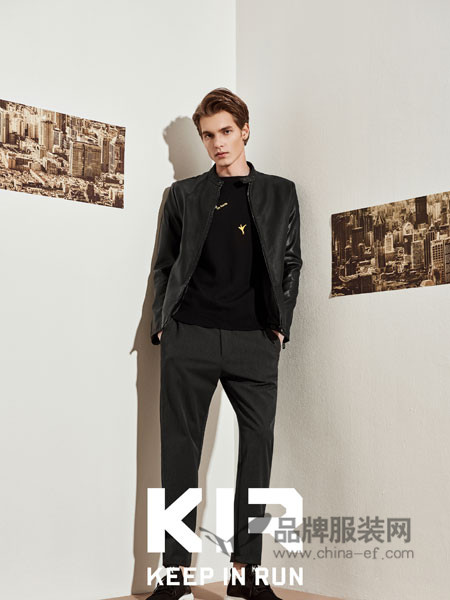 KIR男装男装时尚休闲修身夹克皮衣