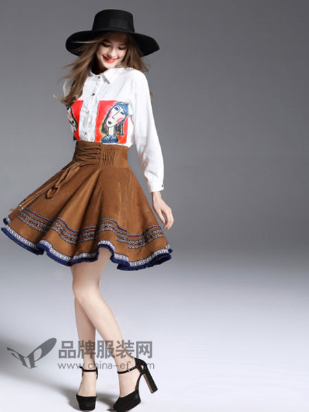 诺羽西女装2018春韩版卡通百搭灯芯绒宽松长袖衬衫