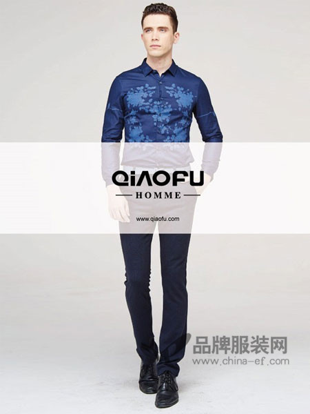 乔夫男装时尚撞色长衬衣