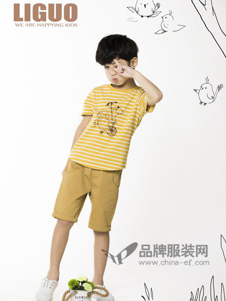 力果 - LIGUO童装2018夏季休闲条纹短袖男T恤