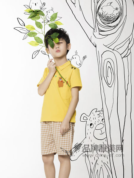 力果 - LIGUO童装2018夏季时尚休闲帅气短袖方领上衣