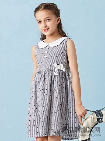 dishion的纯童装2018夏季无袖修身时尚连衣裙