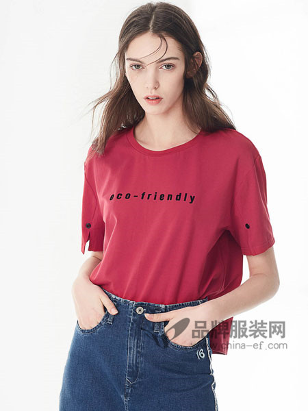 布莎卡女装2018夏季时尚简约字母T恤
