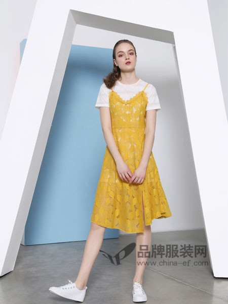 欧玥女装2018夏季版雪纺短袖套装吊带中长款蕾丝裙子