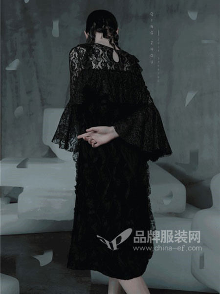 班晓雪女装2018春夏优雅时尚蕾丝接拼接连衣裙
