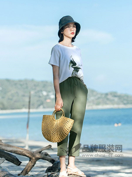 云上生活女裝2018夏季時(shí)尚百搭棉麻哈倫褲