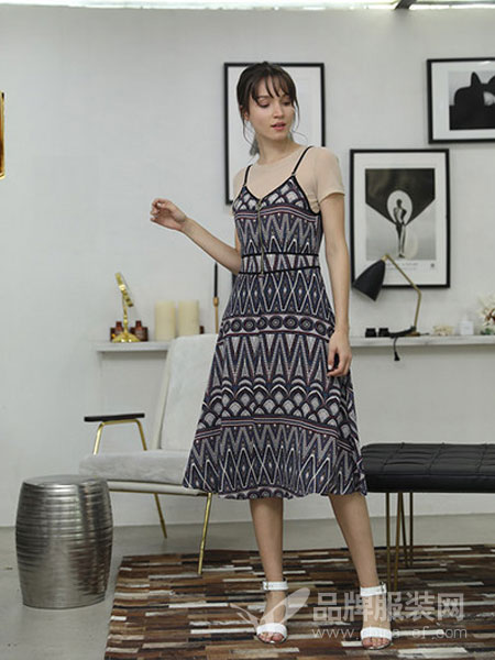 茜尔菲尼女装2018春夏韩版修身两件套连衣裙