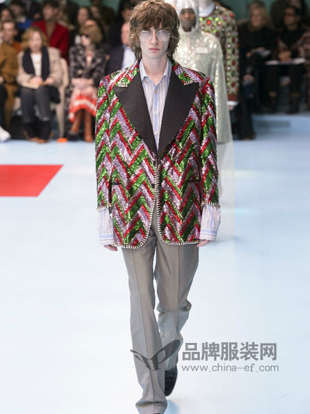 古驰(Gucci)男装2018春夏韩版休闲青年男装潮流印花长袖外套